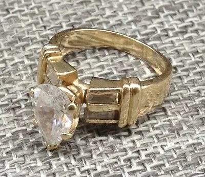 Vintage 14K Yellow Gold & Cubic Zirconia RING Signed IEG 6.25 Grams - Size 5.75 • $375