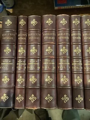 Hakluyt's Voyages 16 Volume Set Leather Bound 1885 Edinburgh Bayntun • $1500