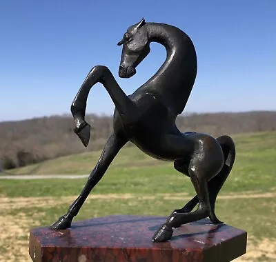 Antique Bronze Sculpture Of A Prancing Horse - ? Hunt Diederich • $107.85