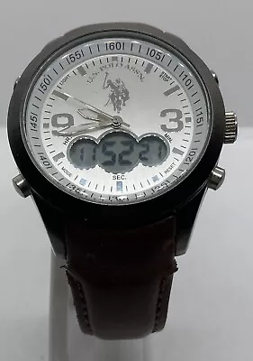 US POLO ASSN. Mens Watch Fresh Battery Analog Digital Backlight Two Time Zones • $9.90