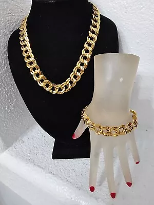 MONET Choker Necklace And Bracelet Gold Tone NWOT Excellent Condition • $39