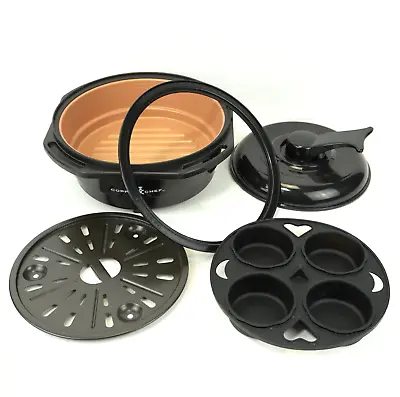 Copper Chef Microwave Grill Pan Black With Press Lid And Accessories Bake Steam • $29.99