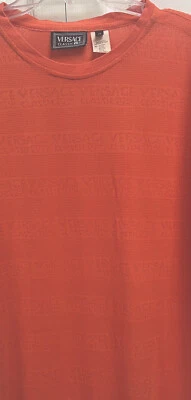$99.99 • Buy Versace Classic V2 SZ M Men's Allover Perforated Spellout Logo Crewneck Orange