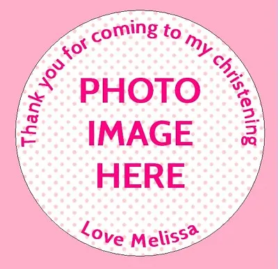 £2.65 • Buy 24 Personalised Christening Birthday Party Bag Picture Photo Stickers Labels X