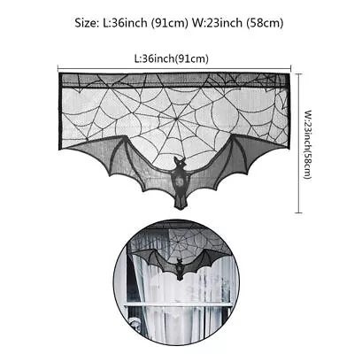 Black Lace Mesh Tablecloth Window Door Curtain Lamp Shade - Halloween Decoration • $23.20