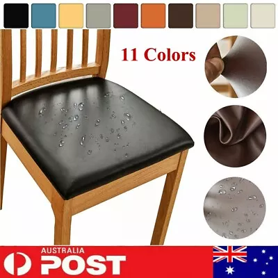 Waterproof PU Leather Chair Cushion Covers Stretch Home Dining Seat Slipcover AU • $8.89