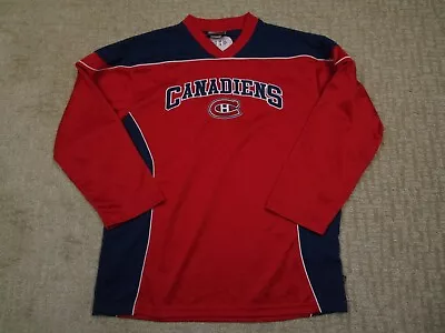 Montreal Canadiens Shirt Women Large Red NHL Hockey V Neck Embroidered Pullover • $13.45