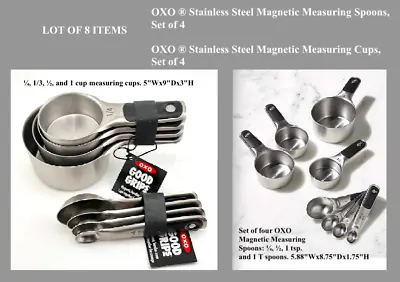 LOT OF 8 NEW Oxo Good Grips Magnetic Measuring Cup & Spoon Set Stainless Steel • $37.98