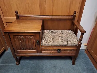 Vintage Dark Oak Telephone Table Seat • £50