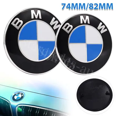$14.20 • Buy 1/2X Front Hood 82mm & Rear Trunk 74mm Badge Emblem Logo For BMW E38 E46 E90 X5
