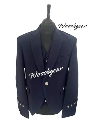 £59.99 • Buy Men’s Argyle Blue Wool Blazer UK 56R  Jacket And Waistcoat Available In Bulk.