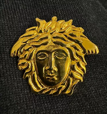 Gianni Versace Vintage Gold Medusa Head Face Brooch & Pin. Great Gift Idea • $365