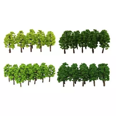 80Pcs/Set Plastic Miniature Model Trees 8cm 1/150 Light Green DIY Plants • £16.48