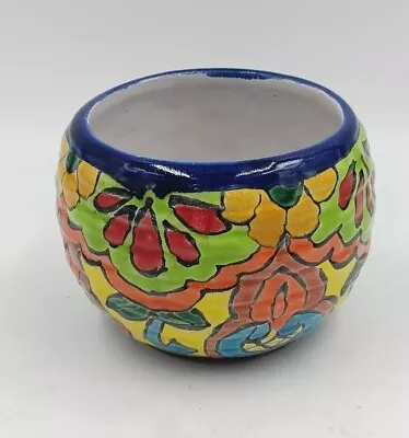 Mexican Talavera Ceramic Flower Pot Planter Multicolored Pottery Handmade  • $16.54