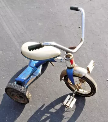 Vintage  Junior Tricycle Troxel Banana Seat Original Blue Frame • $125