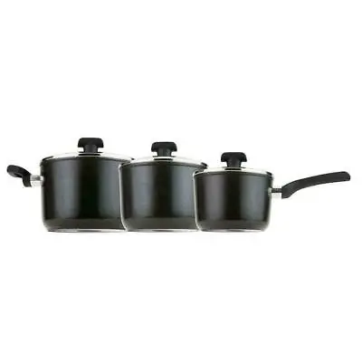£56.99 • Buy Prestige PRE-20398ST Dura Forge 3 Piece Non-Stick Aluminium Saucepan Set - Black