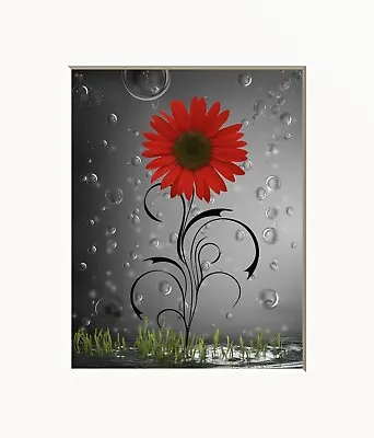 Blue Wall Art Pop Of Blue Sunflower Bubbles Matted Wall Art Picture (Handmade) • $16.99