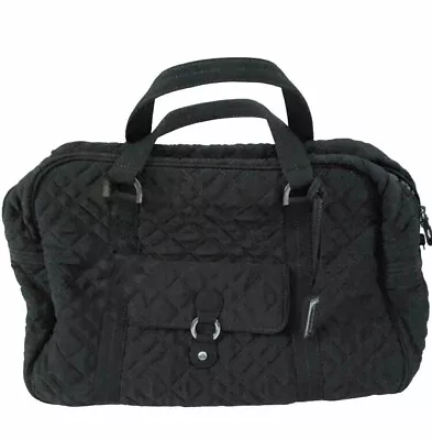 VERA BRADLEY Duffle Bag Womens Black Quilted Cotton Zebra Lined Weekender Tote • $59