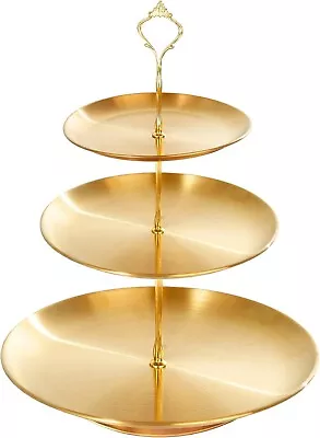 Large Food Grade Stainless Steel 3-Tiered Gold Cupcake Stand Dessert Trays NEW • $35.99