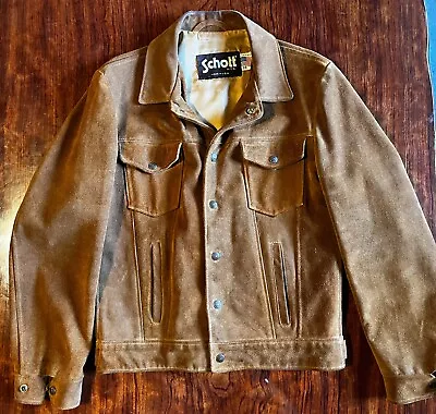 Schott Suede Leather Brown Type 3 Jacket Sz 38 Logan • $245