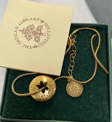The Vatican Library Collection Gold Tone Pendant Necklace Boxed Life Everlasting • $24.99