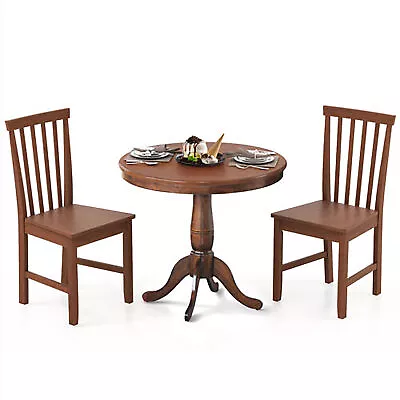 3-Piece Dining Kitchen Table Dining Set Mid-Century Round WoodenTable & 2 Chairs • $237.99