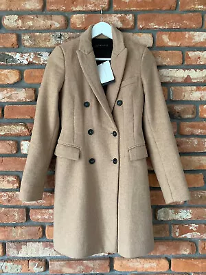 A621 Zara Coat Masculine Wool Beige Camel Blazer Jacket Double Breasted - Xs • $274.99