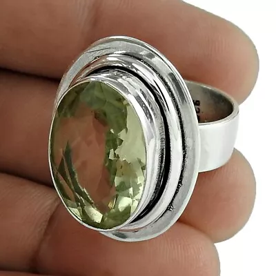 Natural Lemon Quartz Gemstone Ring Size 8 925 Silver Wholesale Jewelry E30 • $34.20