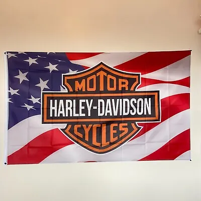 Harley Davidson Motorcycle USA Flag 3x5 Ft Legendary Banner Garden Garage Sign • $13.88