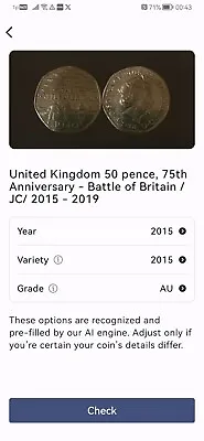 United Kingdom 50 Pence 75th Anniversary Battle Of Britain 2015 • £5