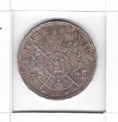 1870 France 5 Francs HUGE SILVER Coin Old Europe CROWN NAPOLEON III EMPEROR KING • $26