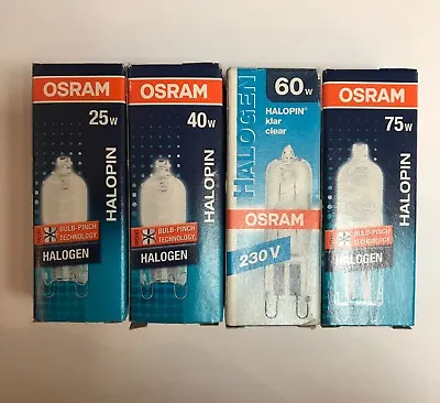 £5.36 • Buy Osram Halogen Halopin G9 230V 20W/ 25W/ 33W/ 40W/ 48/60W/ 75W Matte Clear