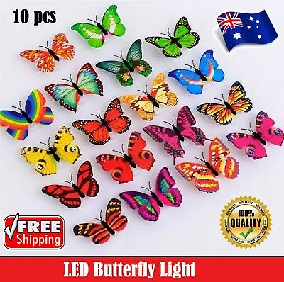 New 3D Butterfly LED Wall Stickers Glowing Bedroom DIY Home Decor Night Lights • $10.49