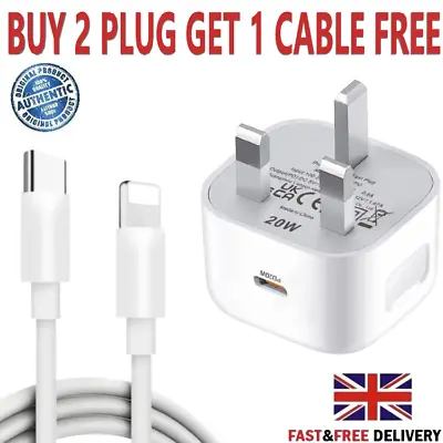 Genuine USB-C Fast Power Adapter Charger PD Plug/ Cable For IPhone 15/14/13/12 • £2.55