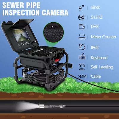 9'' 30M Sewer Pipe Inspection Camera 512HZ Video+5X Image Enlarge+Meter Counter • $1008.79