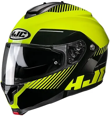 HJC C91 Prod Modular Motorcycle Helmet HI-VIZ S M L XL 2X 3X 4X 5X Sunscreen BK • $194.99