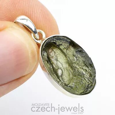 3.67g Moldavite Tektite Genuine Rough In Silver Frame .925 Pendant #VS36 • $109