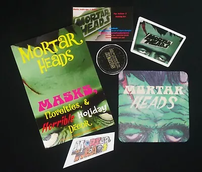 Vintage Mortor Heads Halloween Mask Promo Stickers Coaster ++ • $7.99