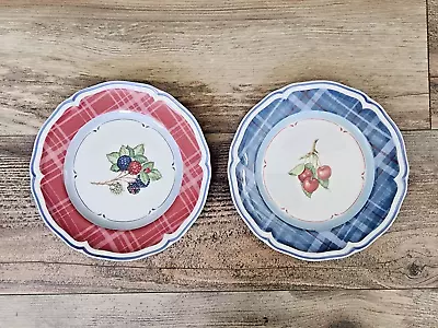 Villeroy & Boch  Cottage | Red And Blue Plaid Salad Plates | 8 In | Set Of 2 • $35