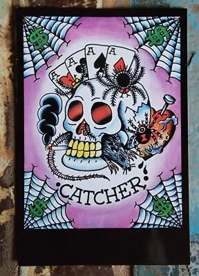 Original Vintage Don Ed DE Hardy Tattoo City Flash Death Skull  Photo Card 4x6 • $29