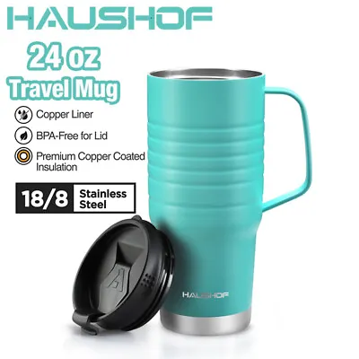 HAUSHOF 24oz Travel Mug Stainless Steel Vacuum Insulated Coffee Travel Mug W/Lid • $21.99