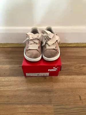 Infant Girl Puma Smash Ribbon Suede Baby Pink Trainers Shoes UK 8 EU 25 • £6