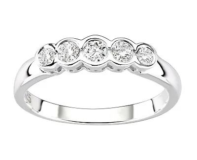 £13.95 • Buy Sterling Silver 5 Stone Eternity Ring - Size J To V - Simulated Diamond