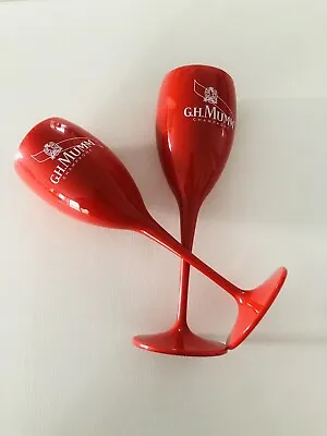 Set Of 2 G.H. Mumm Champagne Red Acrylic Flute Glasses • $29.95