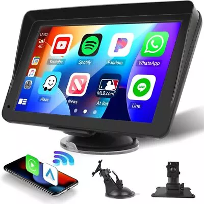 7 Inch Car Radio Portable Touch Screen Wireless Apple Carplay Android Auto BT FM • £45.99