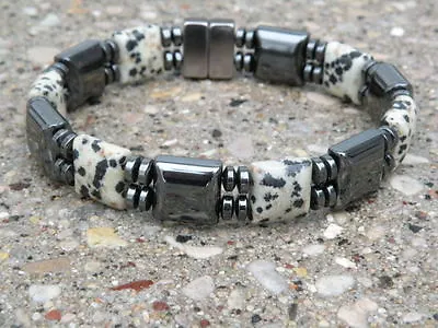 Magnetic Hematite Bracelet Anklet Dalmation Jasper STRONG 2 Row • $42.74