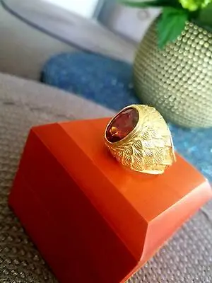  MEN'S ROYAL RING Big Spessartite Garnet 16.19 Ct GIA Gem Report 22K Yellow Gold • $45000