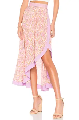 $129.50 • Buy Spell & The Gypsy Size XS Womens Pink Floral Drape Front Jewel Wrap Skirt NWT