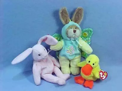 Easter Plush Beanie Babies Ty QUACKERS ~ Ty HOPPITY & Hugfun Winged Bunny • $6.99
