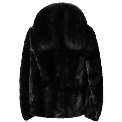 Women Mink Fur Luxury Real Genuine Coat With Fox Fur Collar Warm Winter Jackets • £191.84